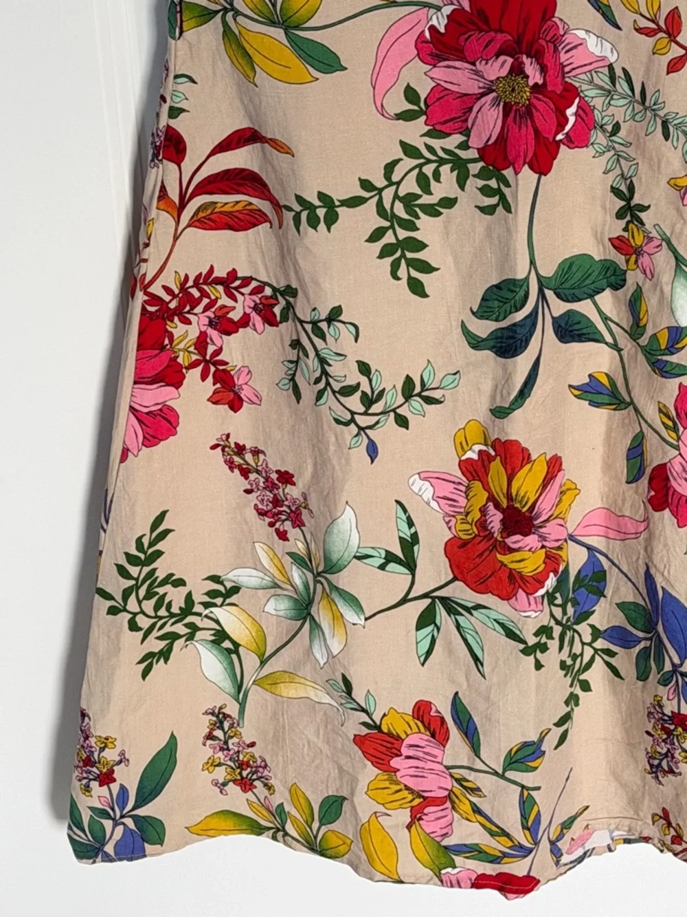 McLLINI Beige Floral A-Line Midi Skirt Size 8 54962